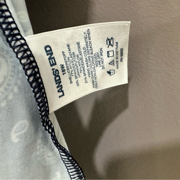 Lands' End Blue Paisley Tankini Top Underwire 18W - Picture 5 of 5